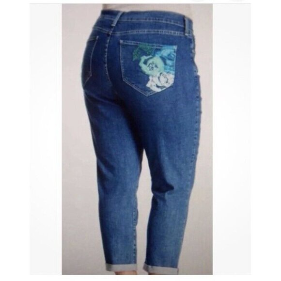 NYDJ Kendall Ankle Embroidered Pockets Not Your Daughter Jeans Women’s 4 Petite - Picture 1 of 12